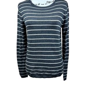 Premise  gray sweater  white striped crew neck long sleeve size M academia